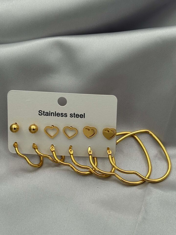 Çelik Set Küpe // KÜPE-3539