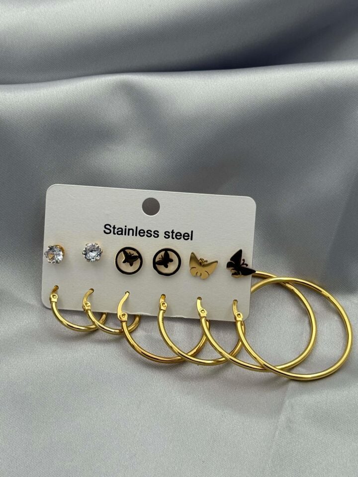 Çelik Set Küpe // KÜPE-3540