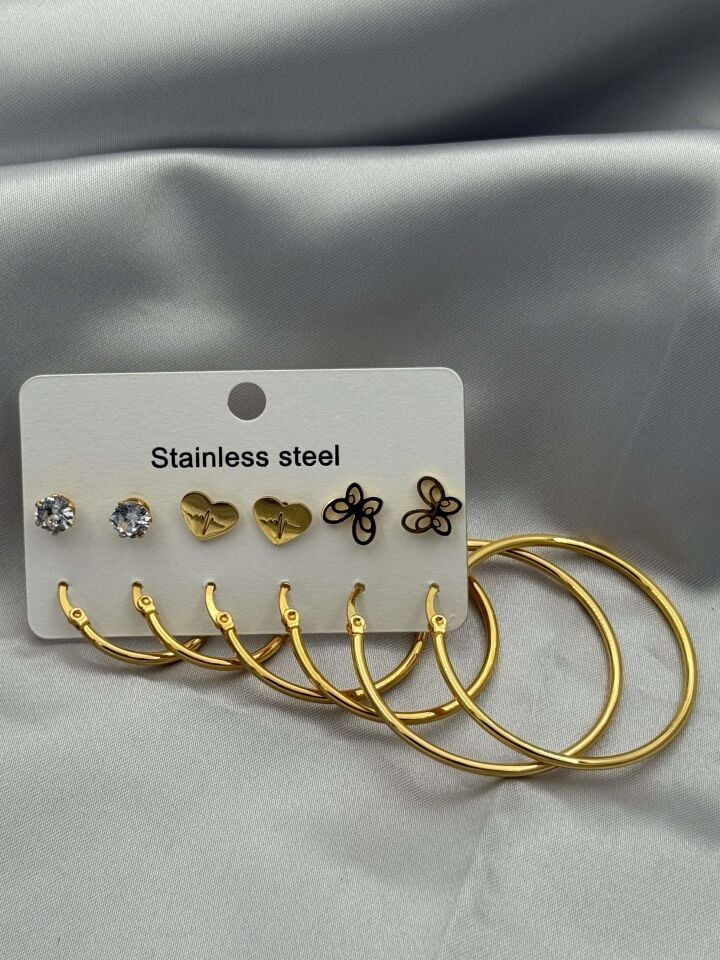 Çelik Set Küpe // KÜPE-3544