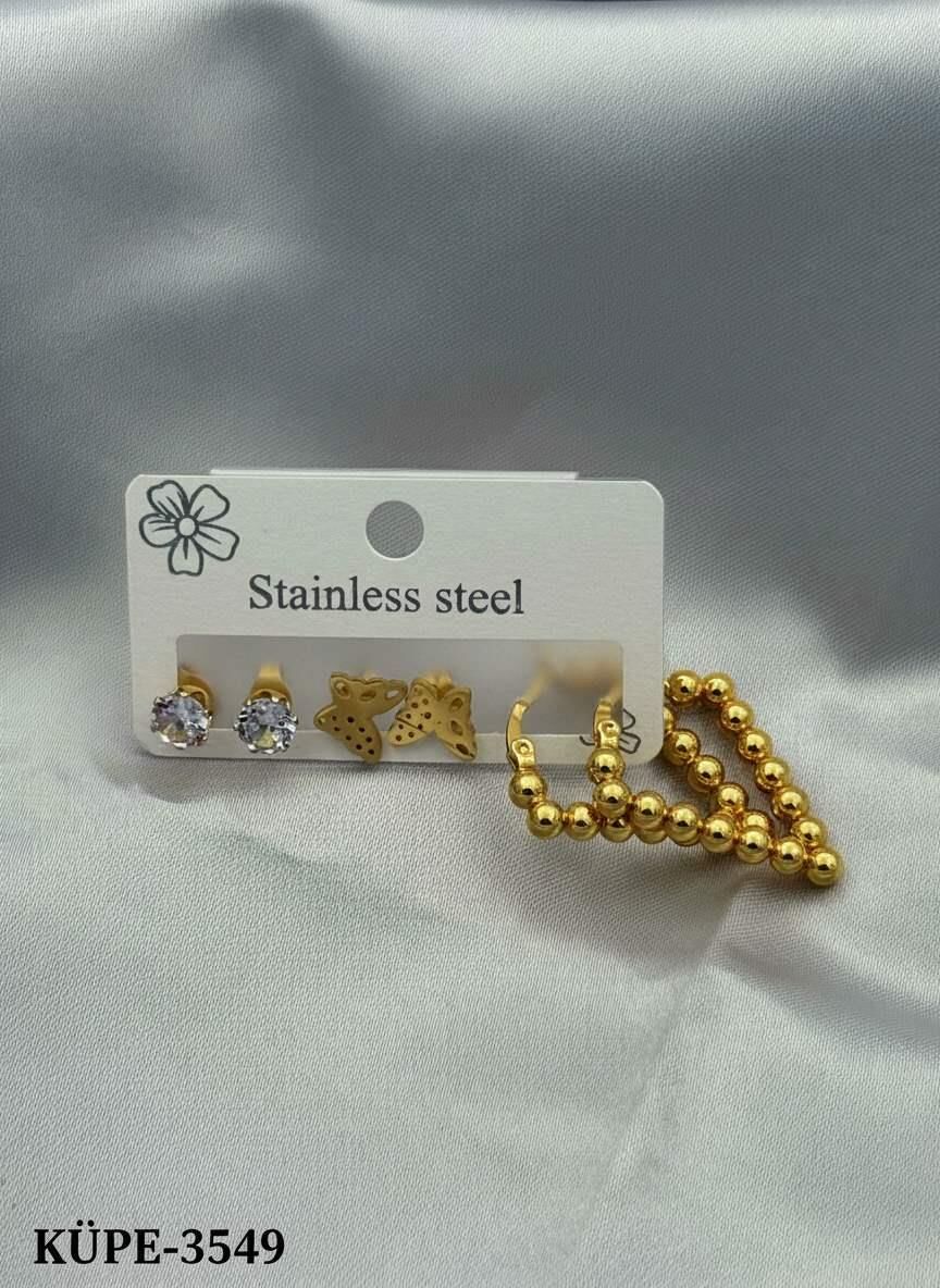 Çelik Set Küpe // KÜPE-3549