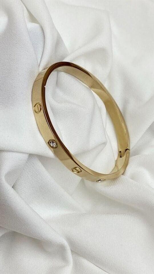 Çelik Gold Bebe Boy CRT Model Taşlı Kelepçe // KELEPÇE-1048