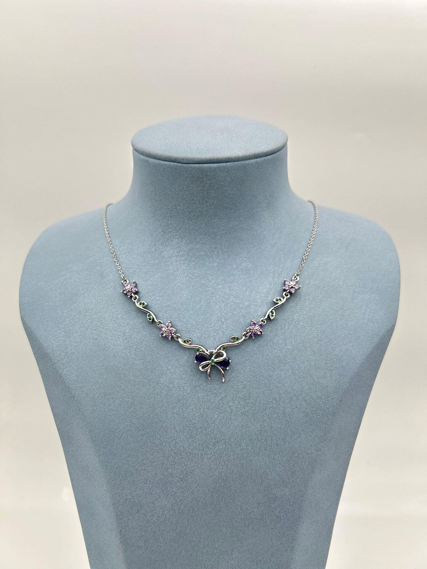 Çelik Lavanta Bahçesi Kolye 45cm // KOLYE-6279