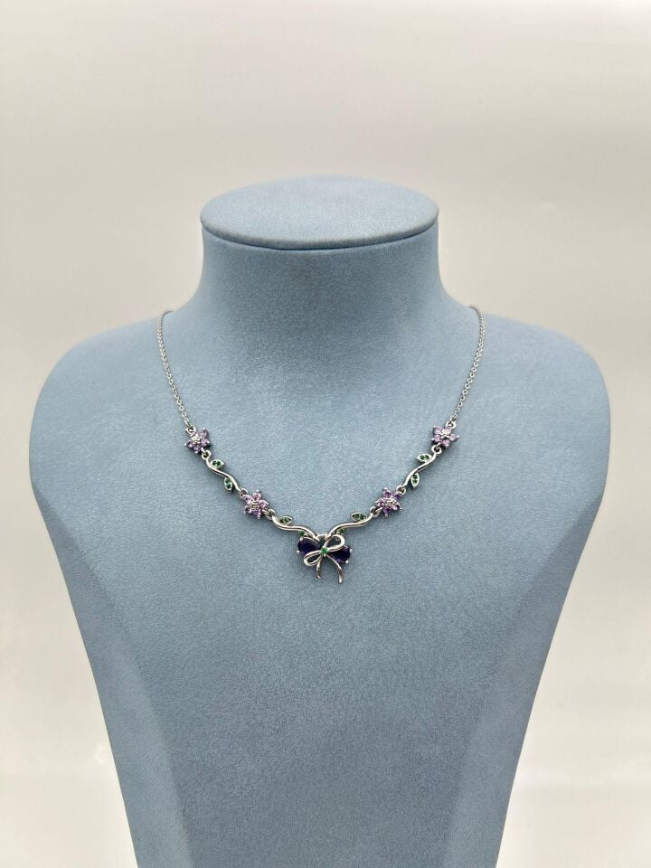 Çelik Lavanta Bahçesi Kolye 45cm // KOLYE-6279