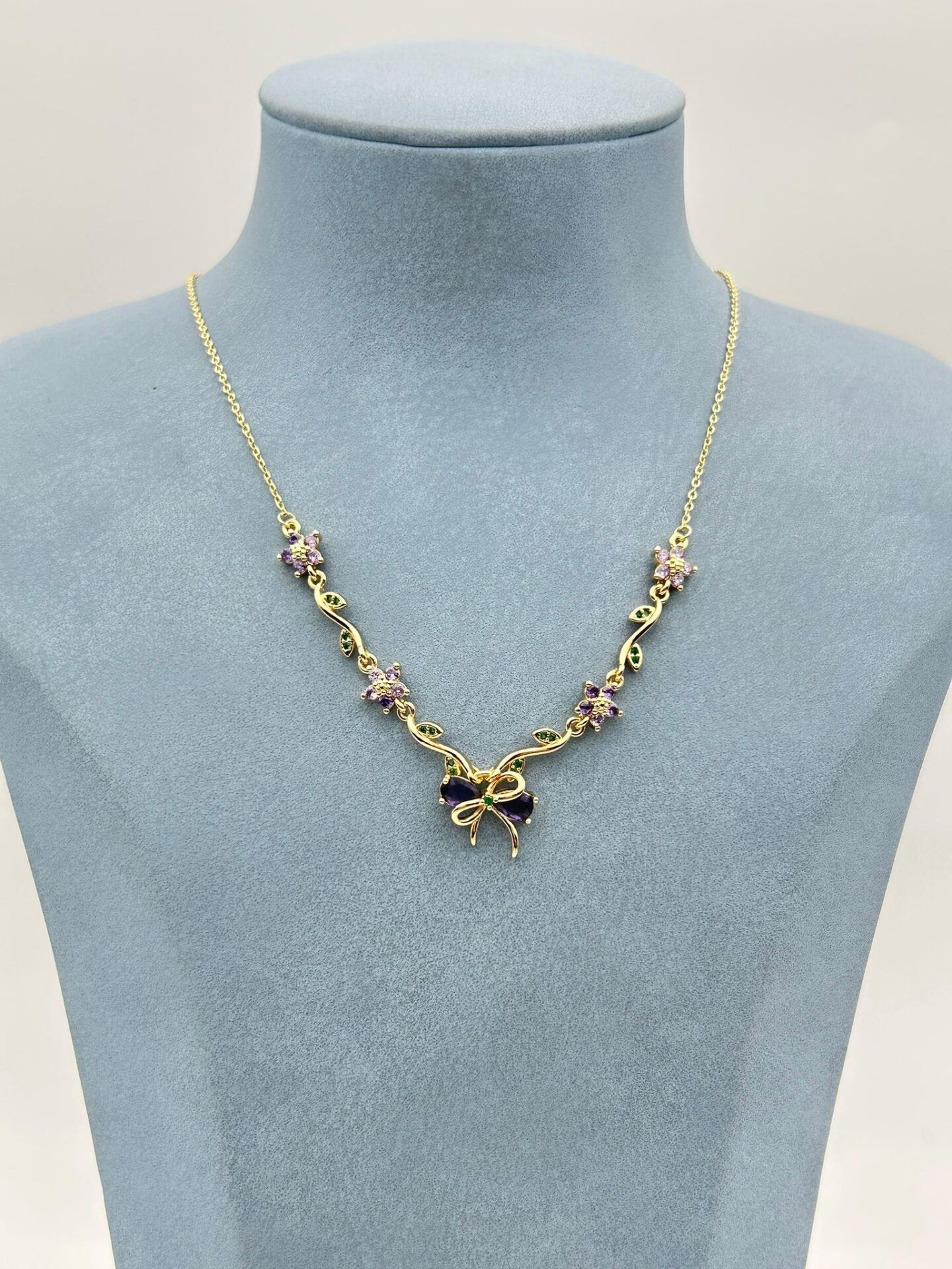 Çelik Lavanta Bahçesi Kolye 45cm // KOLYE-6280