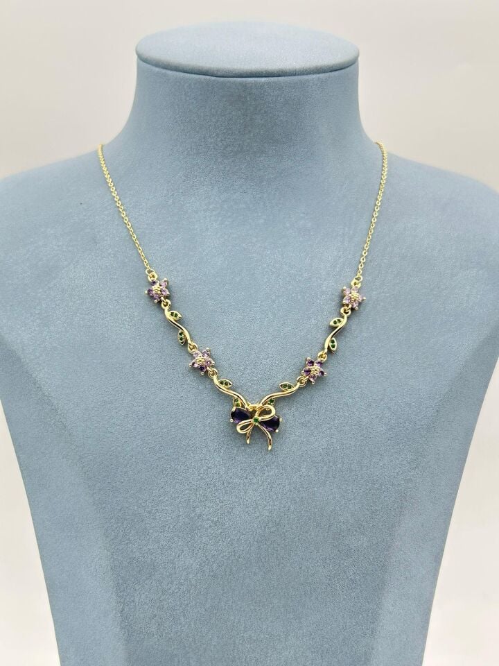 Çelik Lavanta Bahçesi Kolye 45cm // KOLYE-6280