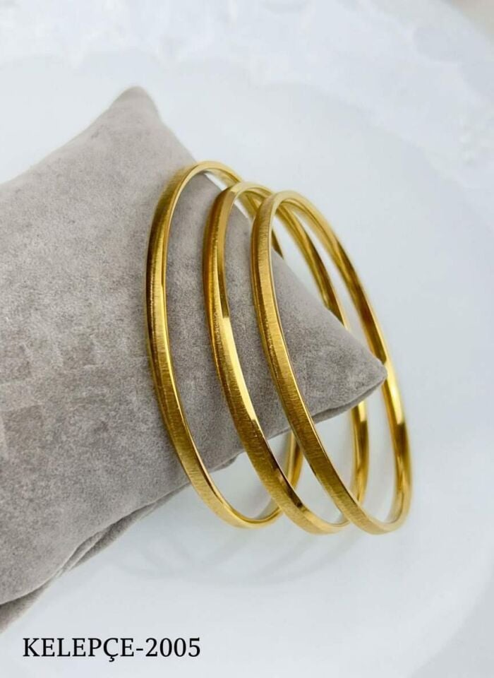 Steel Thick Patterned Ajda Bracelet 6.0 Size (Sold in 3 pieces)