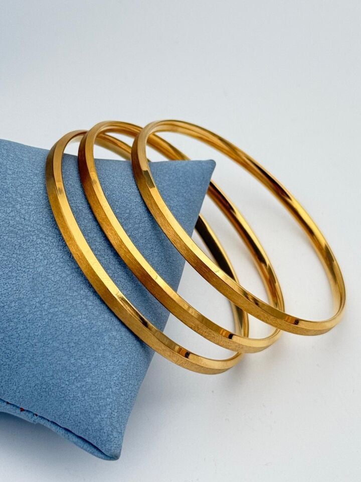 Steel Thick Patterned Ajda Bracelet 6.0 Size (Sold in 3 pieces)