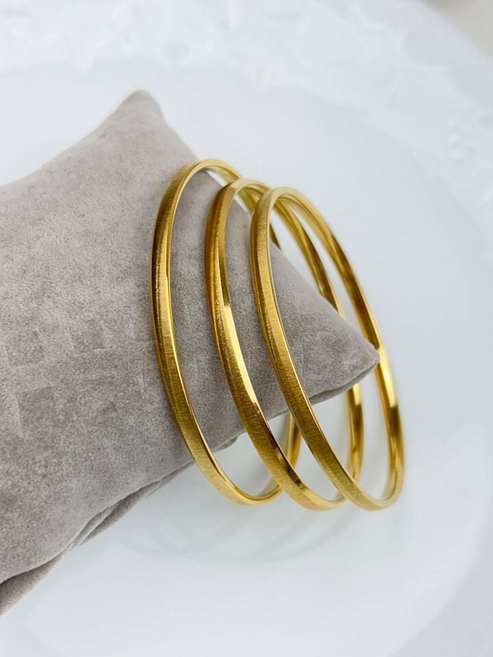 Steel Thick Patterned Ajda Bracelet Size 6.5 (Sold in 3 pieces)