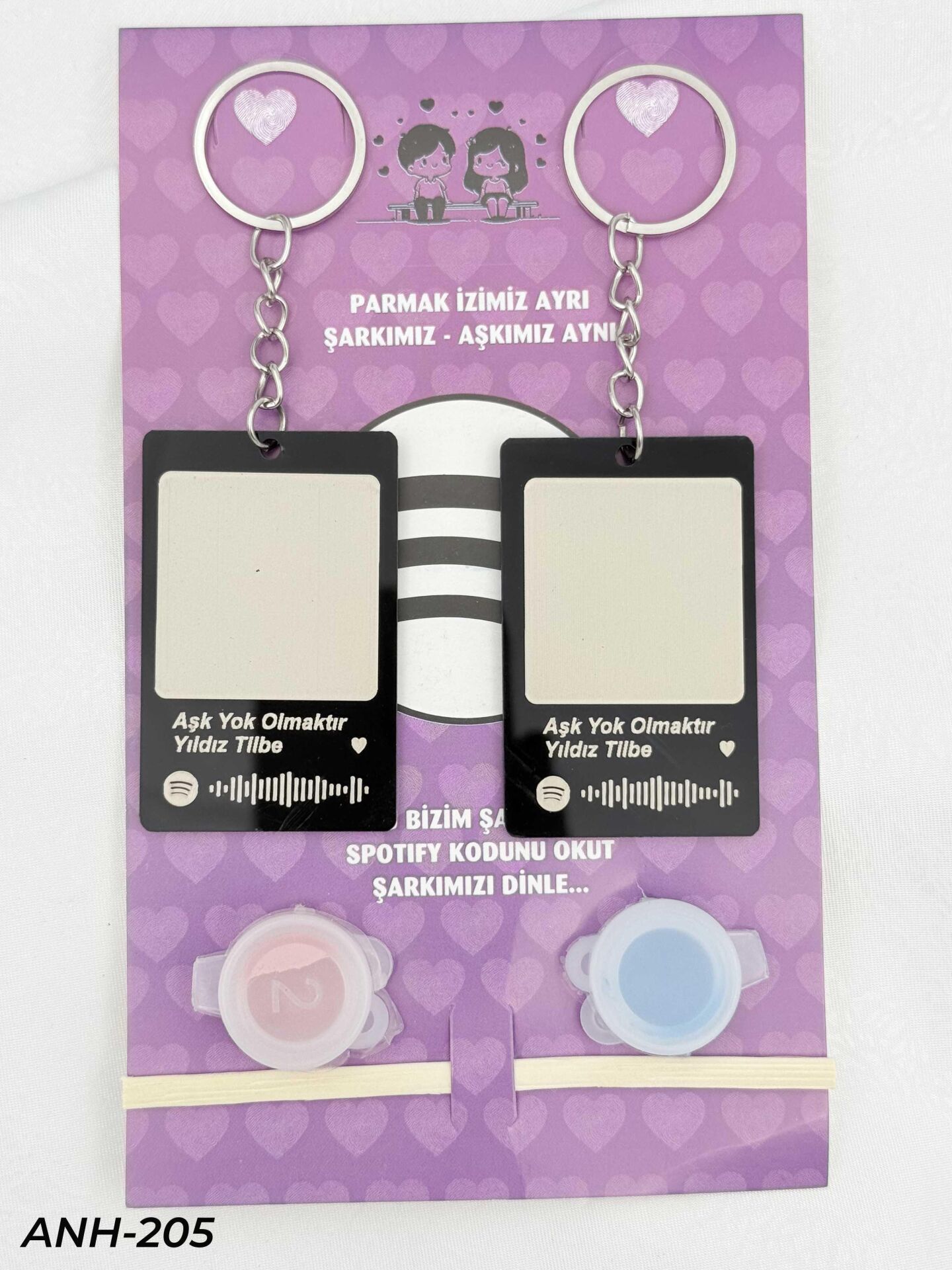 Parmak İzi Spotify Şarkılı Anahtarlık Seti // ANH-205