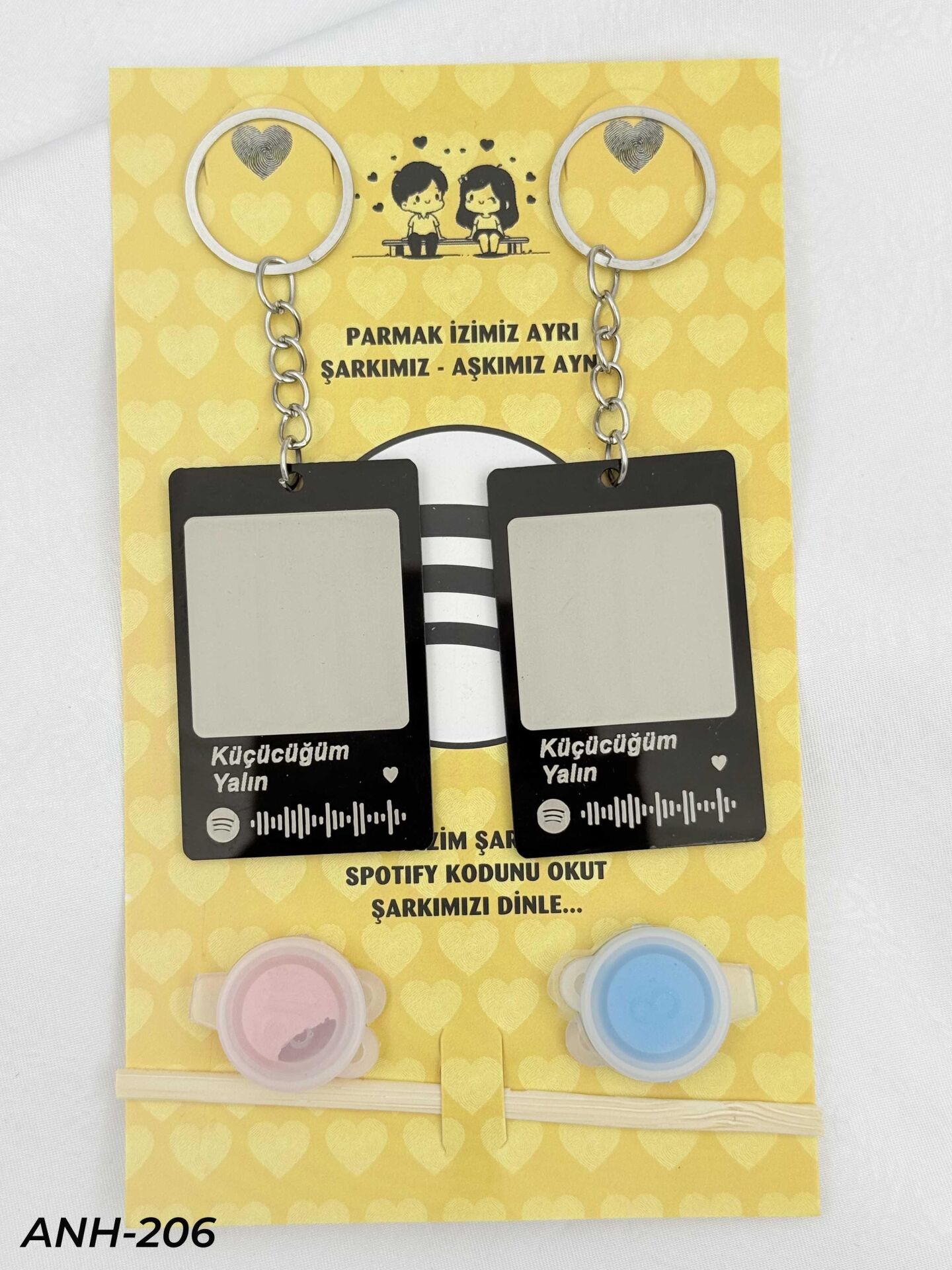 Parmak İzi Spotify Şarkılı Anahtarlık Seti // ANH-206