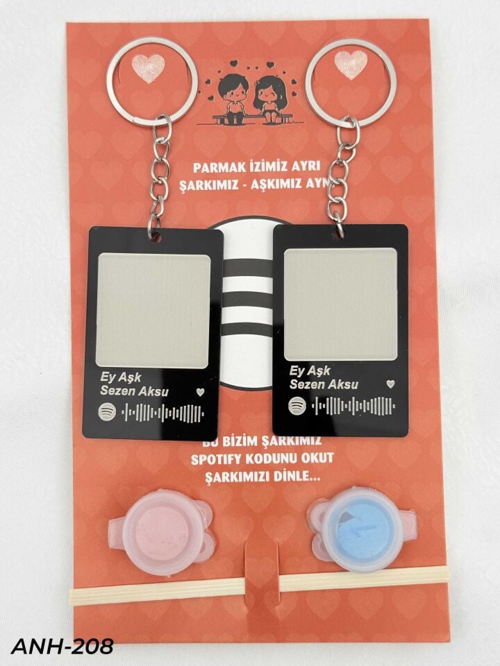 Parmak İzi Spotify Şarkılı Anahtarlık Seti // ANH-208