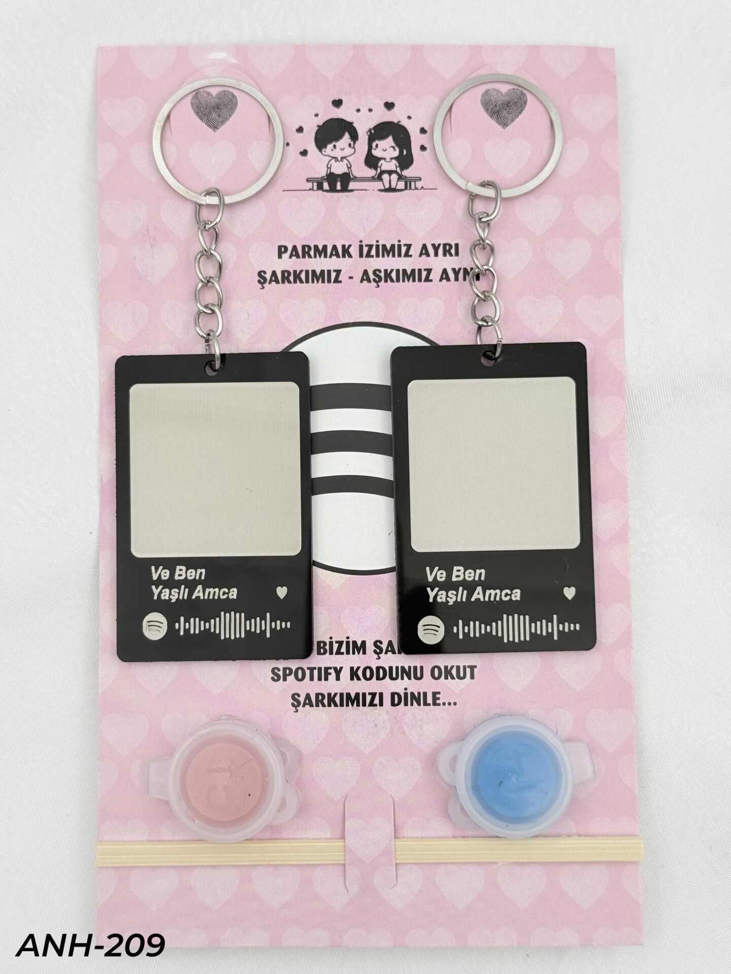 Parmak İzi Spotify Şarkılı Anahtarlık Seti // ANH-209