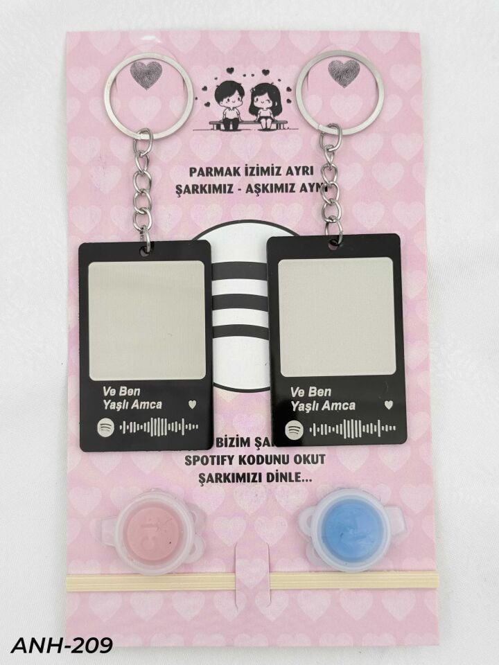 Parmak İzi Spotify Şarkılı Anahtarlık Seti // ANH-209