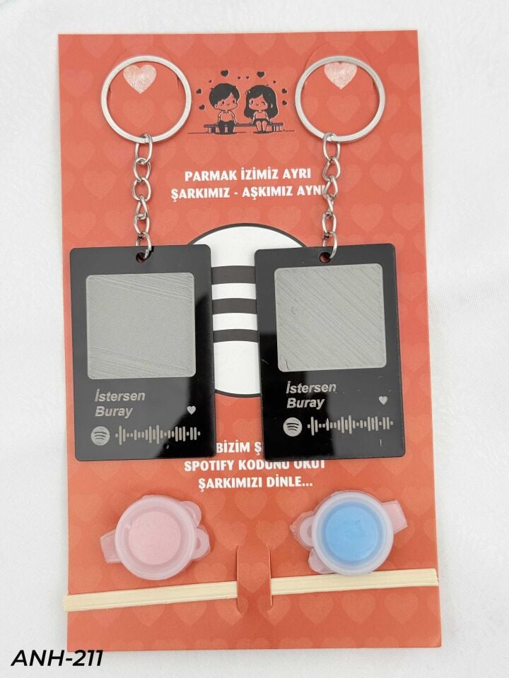 Parmak İzi Spotify Şarkılı Anahtarlık Seti // ANH-211