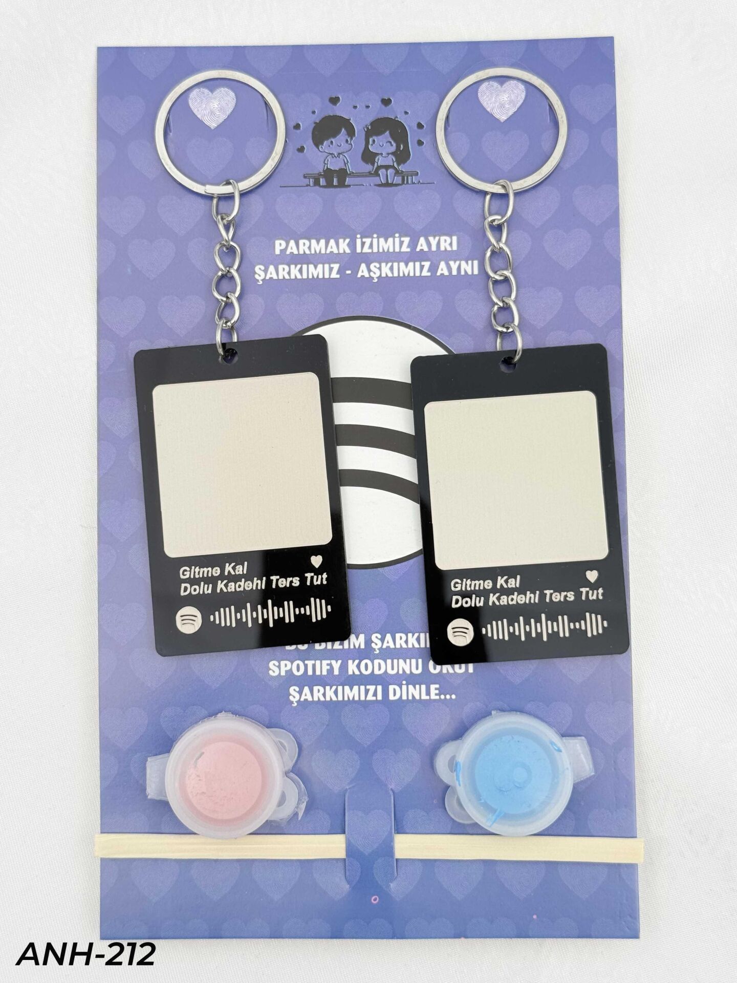 Parmak İzi Spotify Şarkılı Anahtarlık Seti // ANH-212