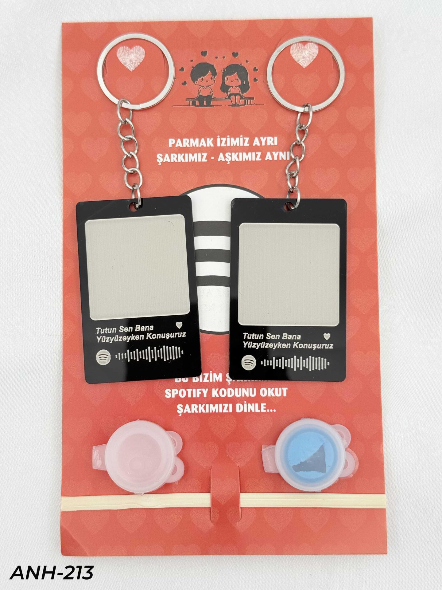 Parmak İzi Spotify Şarkılı Anahtarlık Seti // ANH-213