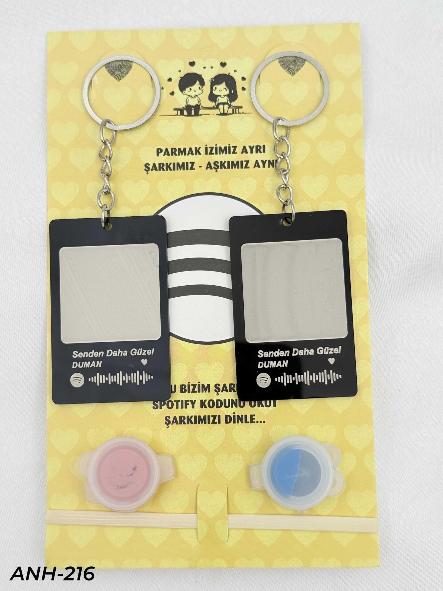 Parmak İzi Spotify Şarkılı Anahtarlık Seti // ANH-216