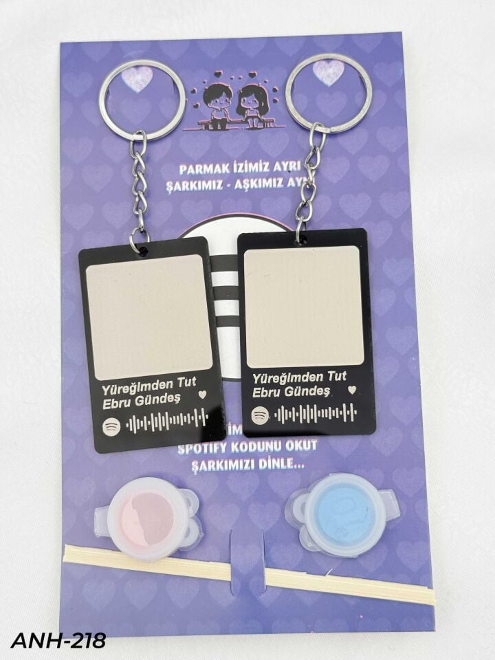 Parmak İzi Spotify Şarkılı Anahtarlık Seti // ANH-218