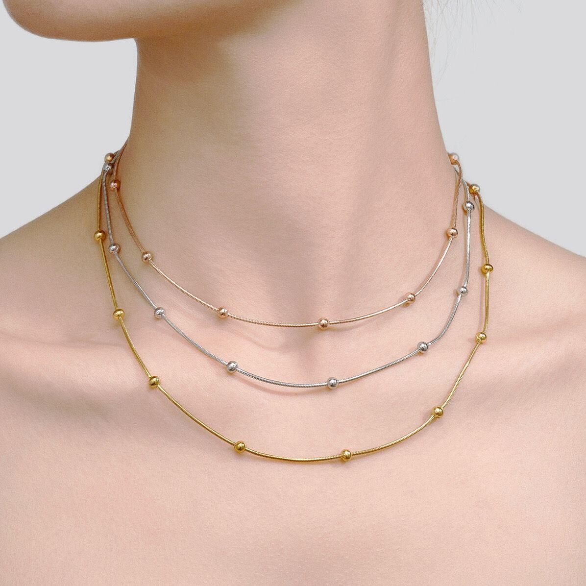 Steel 3 Color 3-Piece Dorika Necklace // NECKLACE-2147