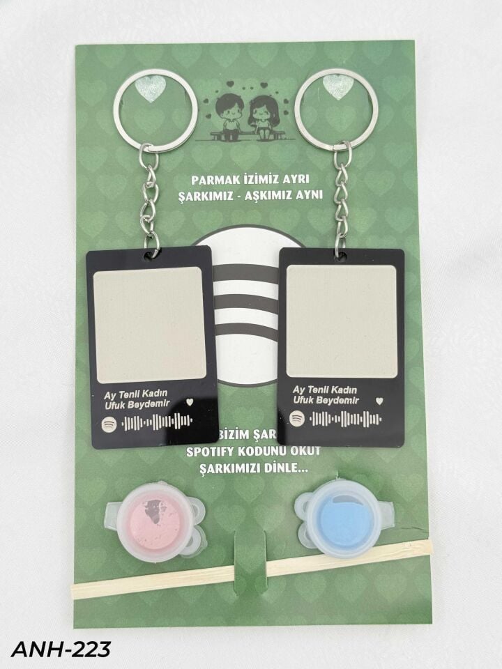 Parmak İzi Spotify Şarkılı Anahtarlık Seti // ANH-223