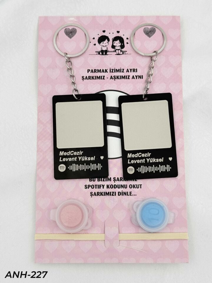 Parmak İzi Spotify Şarkılı Anahtarlık Seti // ANH-227