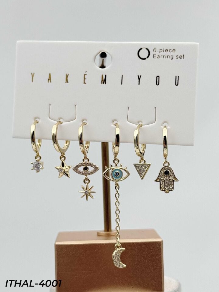 YAKEMIYOU 6'lı Set Küpe // ITHAL-4001
