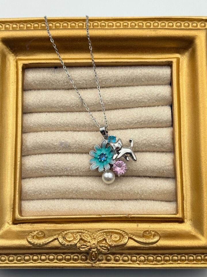 Stahlblumenkette 45cm // NECKLACE-5754