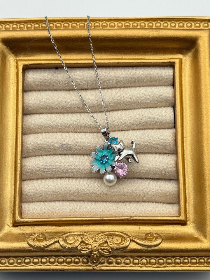 Çelik Çiçek Kolye 45cm // KOLYE-5754