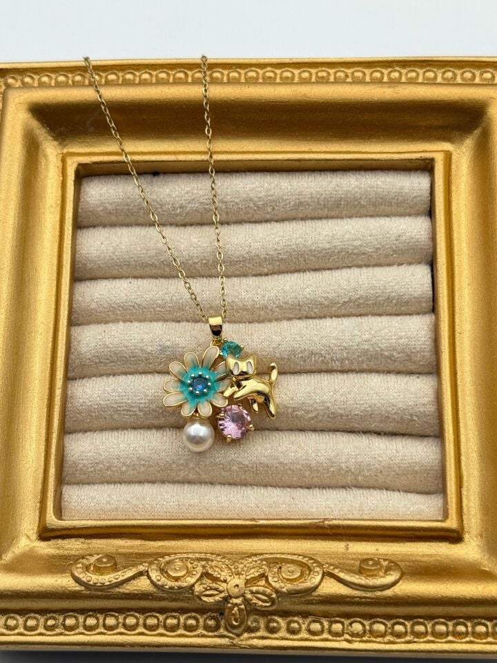 Stahlblumenkette 45cm // NECKLACE-5755