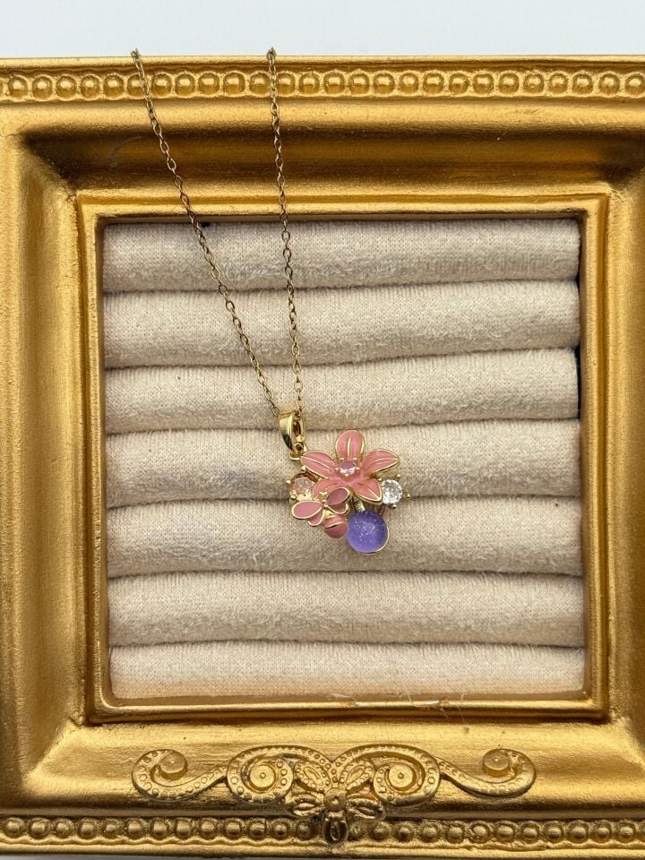 Çelik Çiçek Kolye 45cm // KOLYE-5756