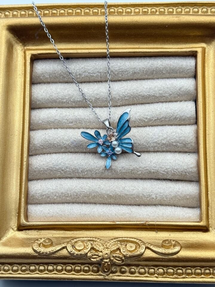 Stahl Schmetterling Halskette 45cm // NECKLACE-5760