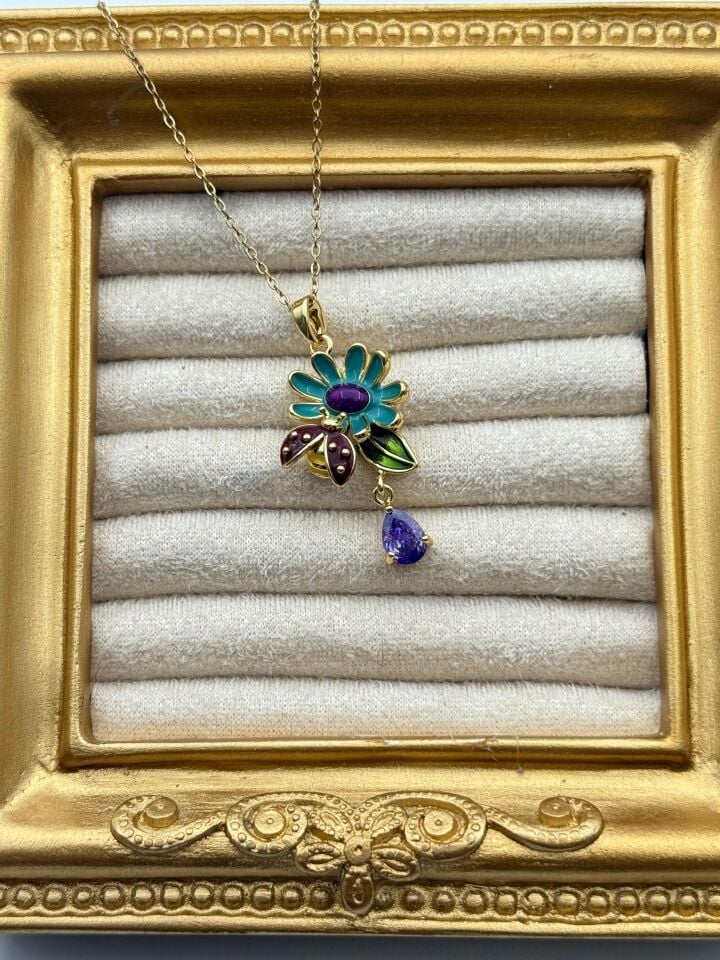 Stahlblumenkette 45cm // NECKLACE-5762