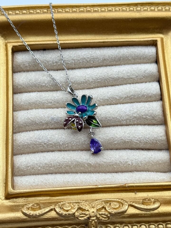 Stahlblumenkette 45cm // NECKLACE-5763