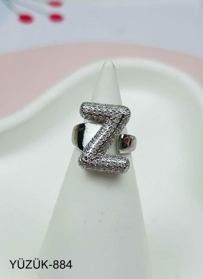 Stahlstein-Ballon-Buchstabenring (verstellbar) // RING-884