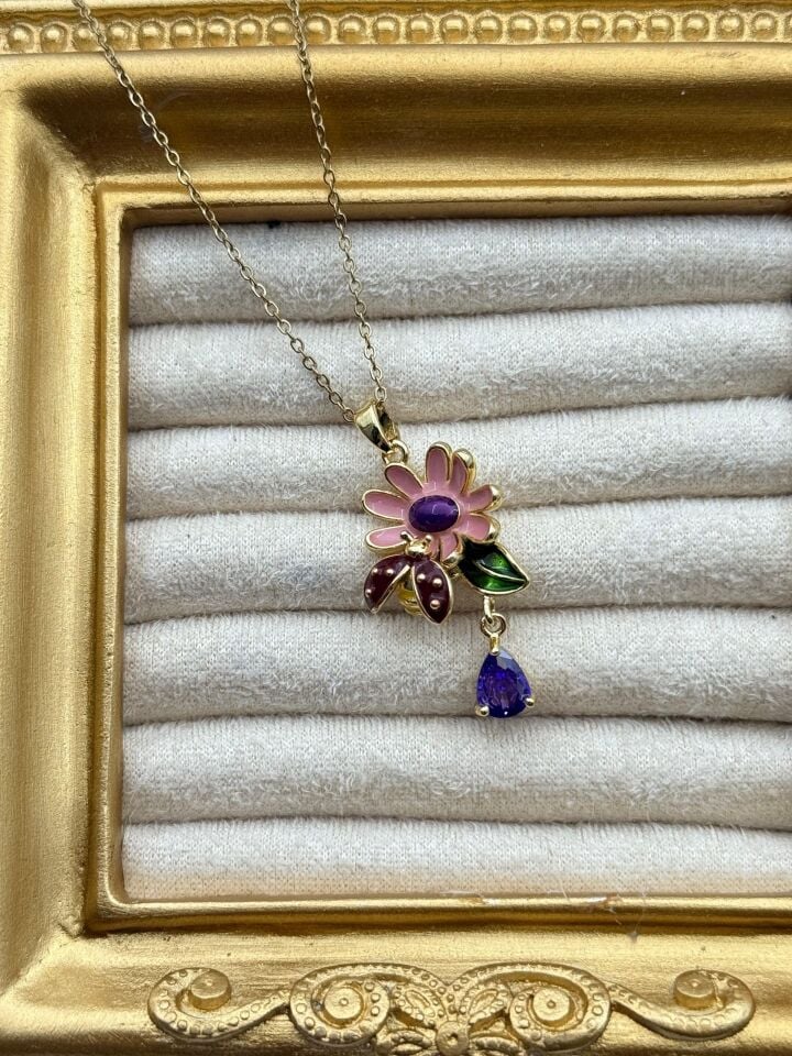 Stahlblumenkette 45cm // NECKLACE-5766