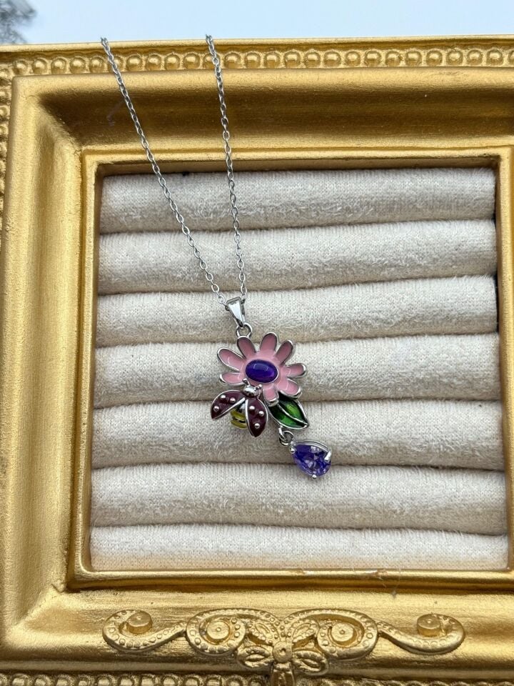 Stahlblumenkette 45cm // NECKLACE-5767