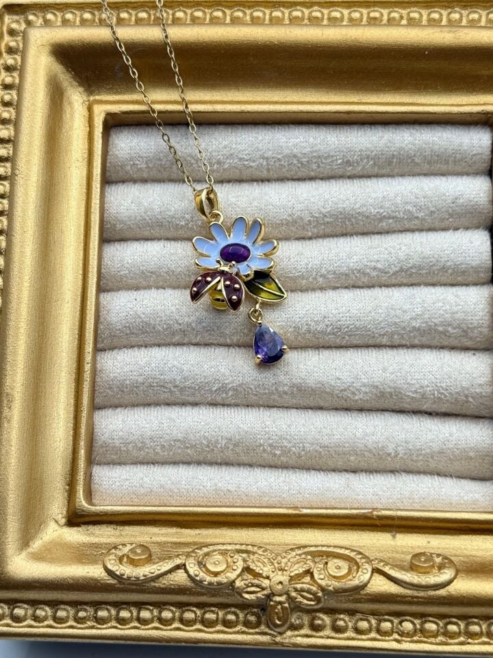Stahlblumenkette 45cm // NECKLACE-5768