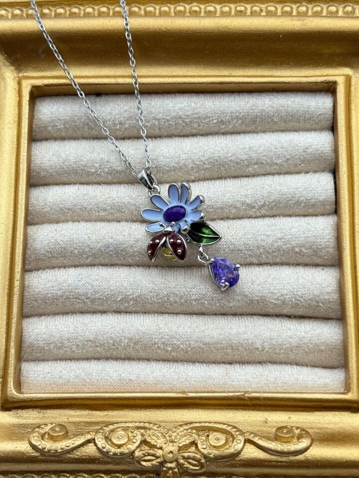Stahlblumenkette 45cm // NECKLACE-5769