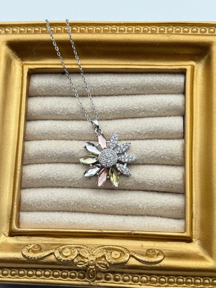 Stahlblumenkette 45cm // NECKLACE-5770