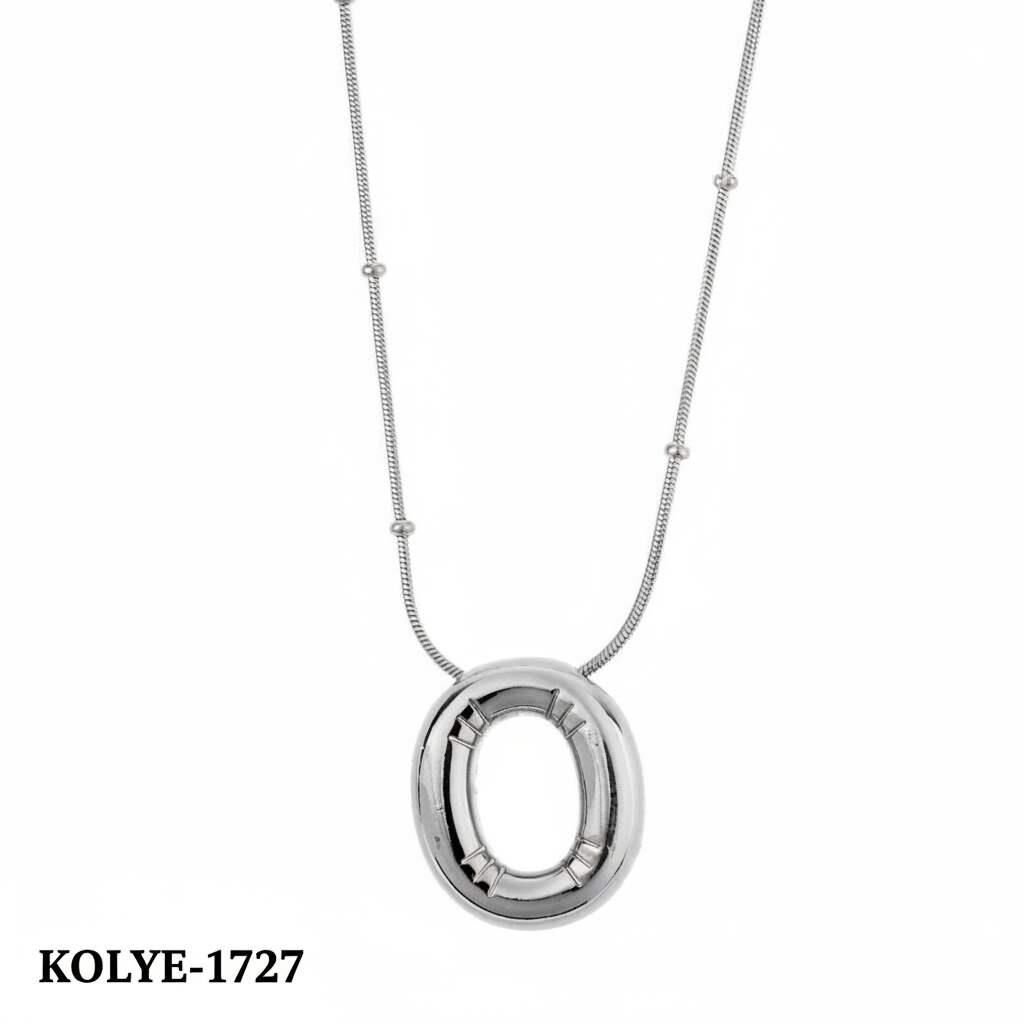 Çelik Balon Harf Kolye Silver (O) 45cm // KOLYE-1727