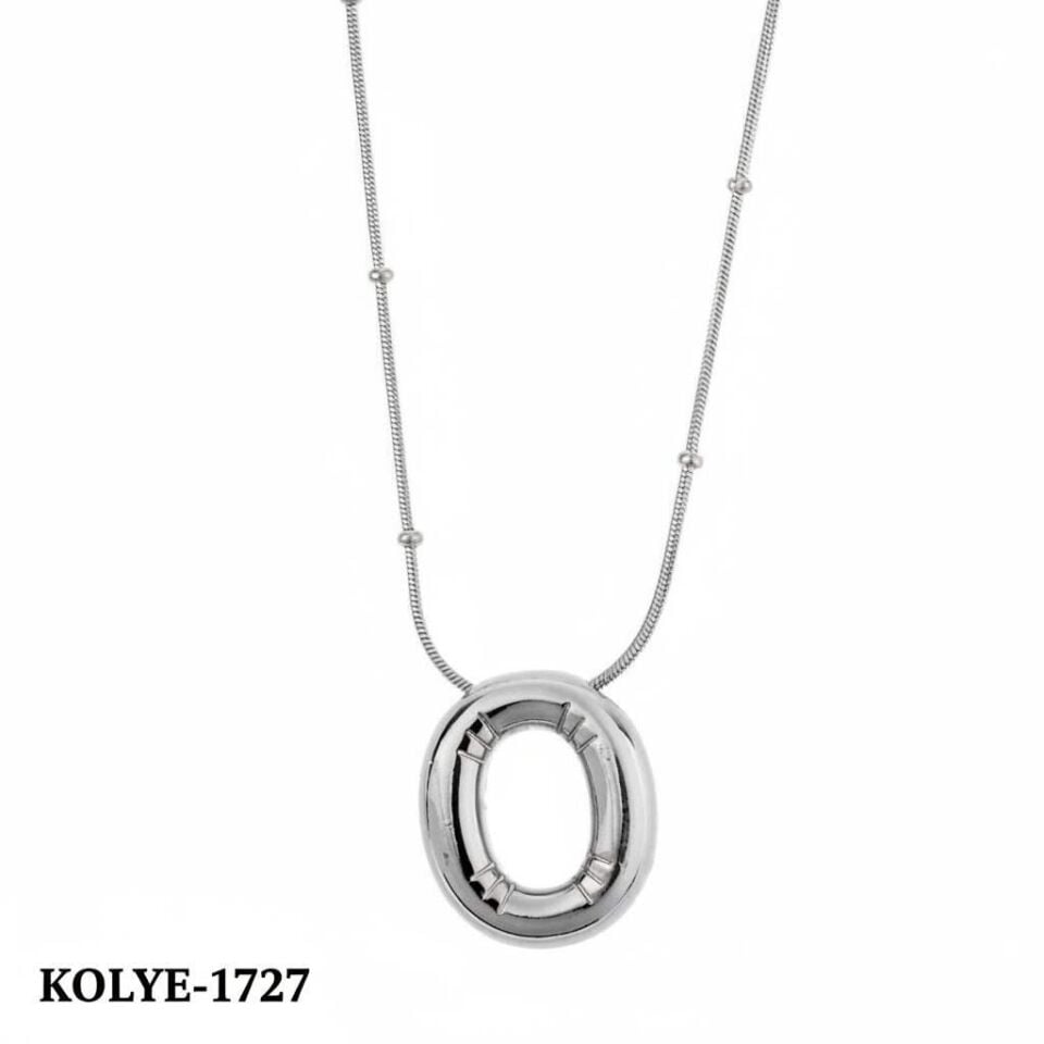 Çelik Balon Harf Kolye Silver (O) 45cm // KOLYE-1727