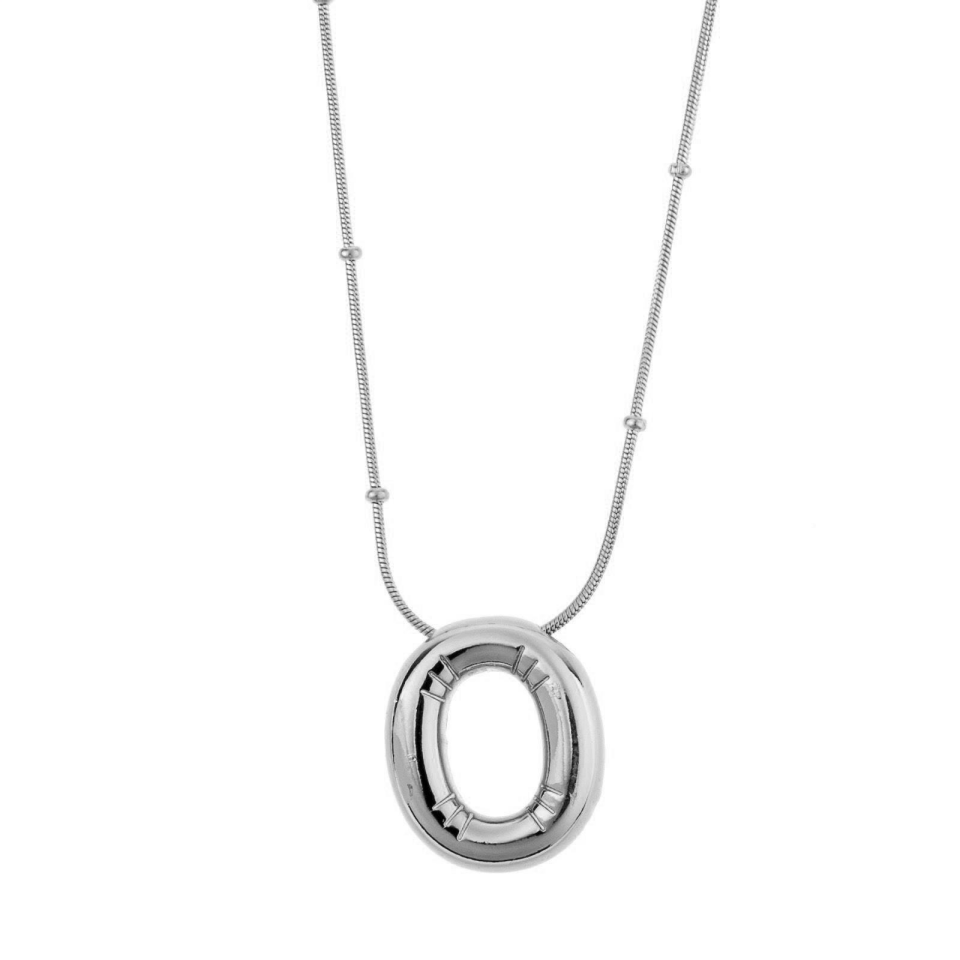 Steel Balloon Letter Necklace Silver (O) 45cm // NECKLACE-1727
