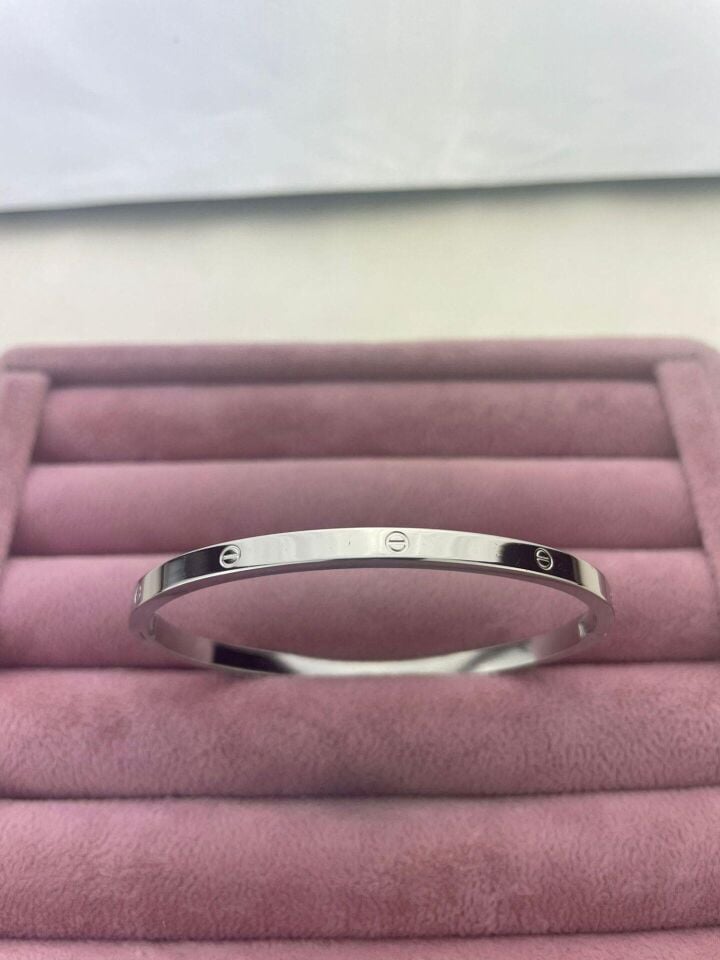 Dünnes CRT-Modell aus Stahl, ohne Stein, Silber, Babygröße, Armband // CLAMP-1050