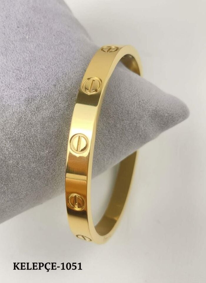 Steel CRT Model Stoneless Gold Baby Size Bracelet // CLAMP-1051
