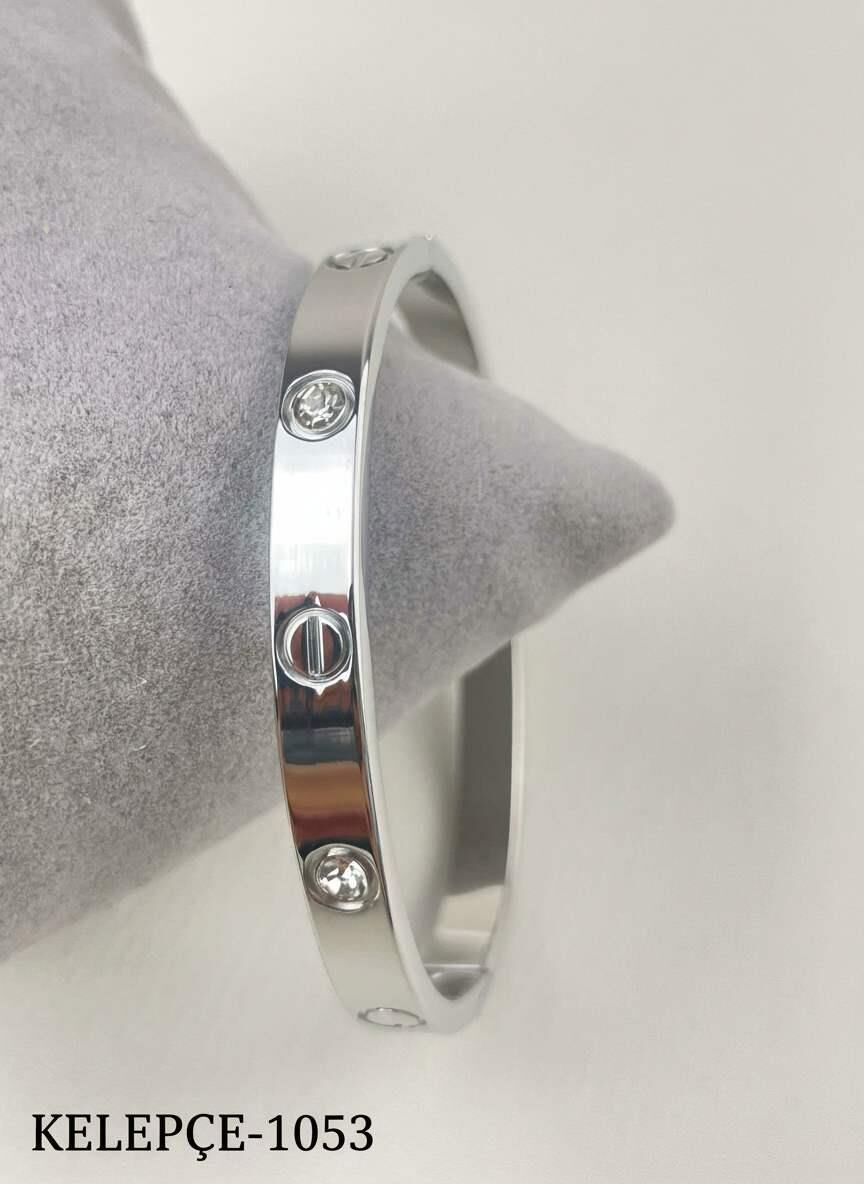 Çelik CRT Model Taşlı Silver Bebe Boy Kelepçe // KELEPÇE-1053