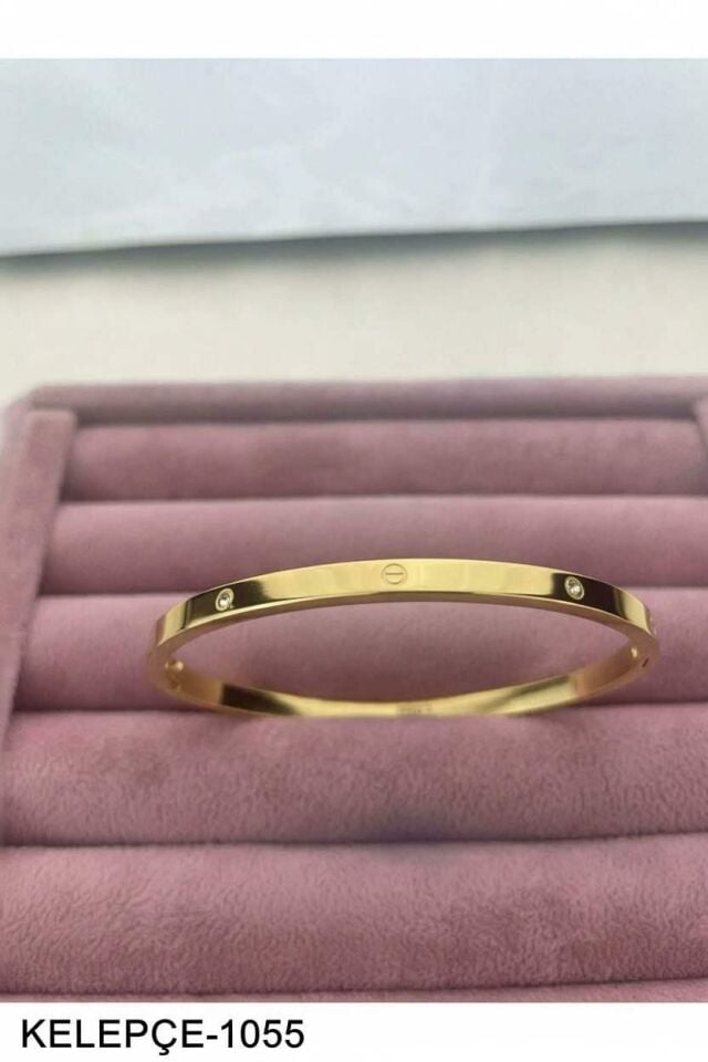 Çelik CRT Model Taşlı Gold Bebe Boy Kelepçe İnce KELEPÇE-1055