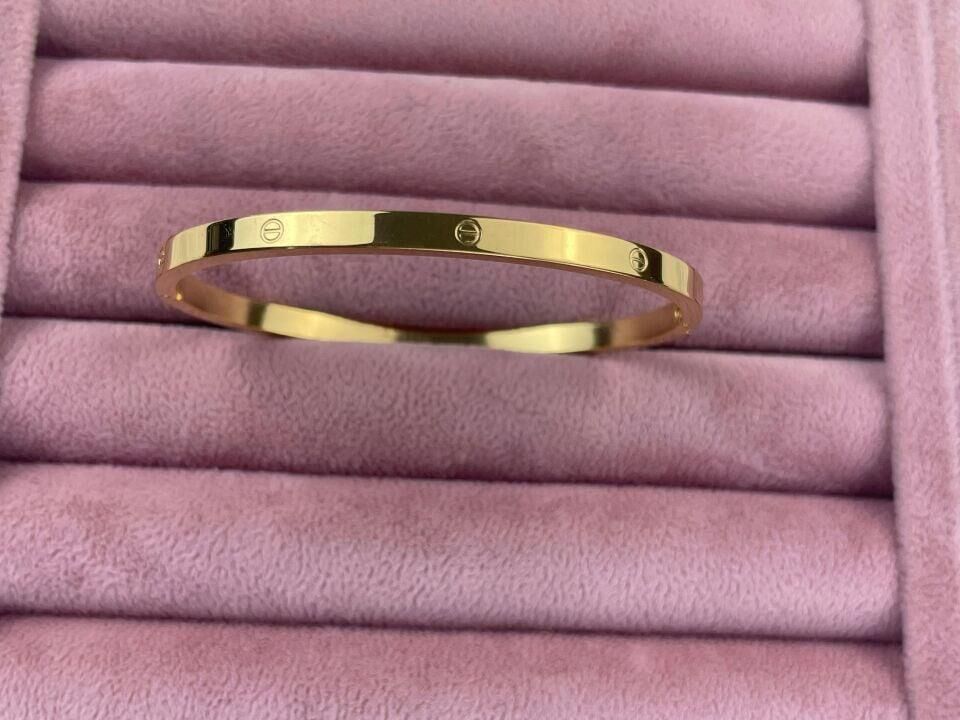 Çelik CRT Model Gold Bebe Boy İnce Taşsız Kelepçe // KELEPÇE-1058