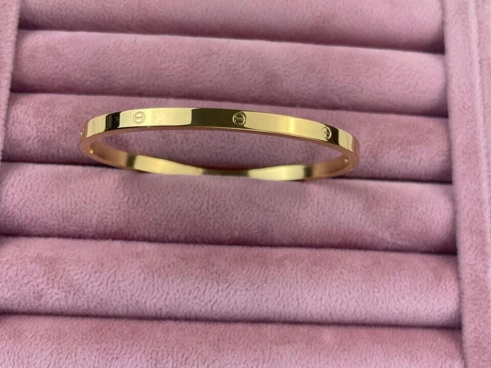 Steel CRT Model Gold Baby Size Thin Stoneless Bracelet // BRACELET-1058