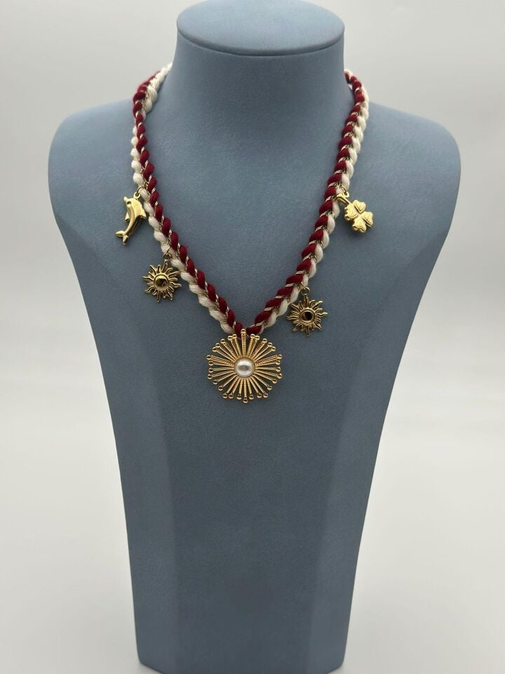 Çelik Fularlı Kolye // KOLYE-6441