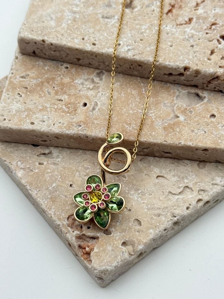 Steel Flower Necklace // NECKLACE-5639